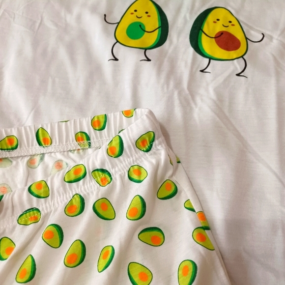 Avocado Good Time PJs pajamas shorts t-shirt Lounge guacamole - Picture 3 of 4